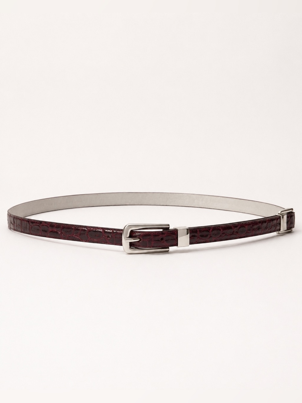 White House Black Market Croc Patent Leather Belt XS Extra Small Burgundy Maroon